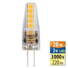 LED žárovka G4, 12V, 2W, 3000K, CRI80, vyz. úhel 300°, 360° 220lm, 160mA