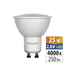 LED žárovka GU10, 2,8W, 4000K, CRI80, vyz. úhel 110°, use 360° 250lm