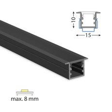 Vestavný hliníkový profil VG černý 15x10mm černý difuzor 2m ML-761.342.74.2