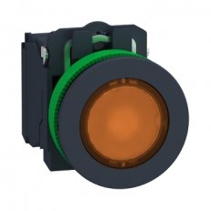 Ovadač stiskací prosvětlený zapuštěný s LED Oranž 230 V AC SCHNEIDER XB5FW35M5