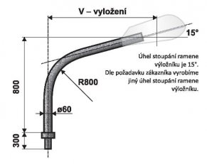 VA 3/89 - 1500/120 výložník obloukový pro stožáry JB, LPH, J AMAKO 0131522289A