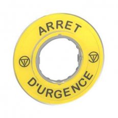 Schneider ZBY9120 3D kruhový štítek pro nouzové zastavení, ARRET D'URGENCE