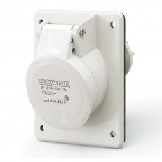 SCAME 430.1618 Zásuvka vestavná IEC309 do 50V,šikmá-3P,16A,40-50 V,50/60 Hz,IP44