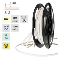 LED pásek Dot-Free NW, 304LED/m, 12W/m, DC 24V, 1000lm/m, CRI90, IP54, 10mm, 50m