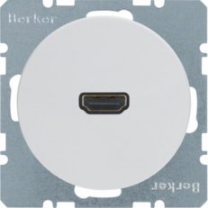 Zásuvka HDMI s připojením konektoru 90°, R.1/R.3, bílá lesk BERKER 3315432089