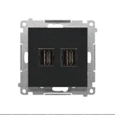 Zásuvka HDMI 2 násobná (přístroj s krytem) černá matná   TGHDMI2.01/149