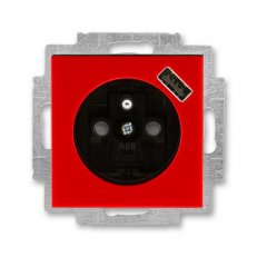 Zásuvka s USB nabíjením 5569H-A02357 65 červená/kouř. černá Levit ABB