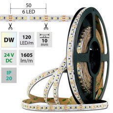 LED pásek SMD3527 WW-CW, 120LED, 5m, 24V, 19,2 W/m MCLED ML-127.632.60.0
