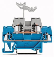 Dvoupatrová svorka, Průchozí/průchozí svorka, na DIN 35x15/35x7,5 modrá/šedá