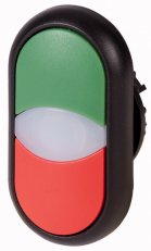 Eaton M22S-DDL-GR Dvojité tlačítko, zvýšené, bílá čočka, zelená/červená