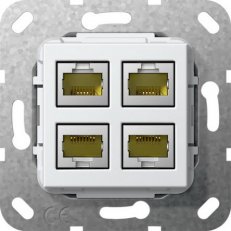 Modulární Jack MJ RJ45 Cat.6A 10GB 4x Gender changer čistě bílá GIRA 569803