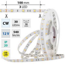 LED pásek SMD5050 CW, 30LED/m,IP20, 5m, 12V, 7,2 W/m MCLED ML-121.578.60.0