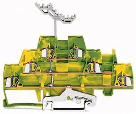 Třípatrová 6vodičová svorka pro ochranný vodič 2,5mm2, zeleno-žlutá WAGO 280-597