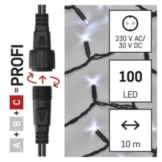 Profi LED spojovací řetěz problikávající, 10 m, venkovní i vnitřní, studená bílá