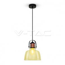 Závěsné svítidlo V-TAC Glass Shade Amber 2200K Black Fabric Wire VT-7220