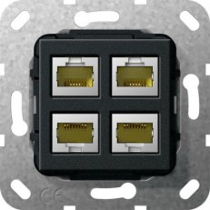 Modulární Jack MJ RJ45 Cat.6A 10GB 4x LSA plus vložka černá mat GIRA 569910