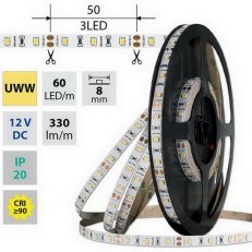 LED pásek SMD2835 UWW 60LED/m 50m, 12V, 4,8 W/m MCLED ML-121.833.60.2