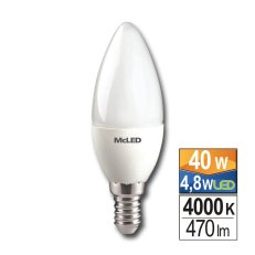 LED žárovka svíčka 4,8W, E14, 4000K, CRI80, vyz. úhel 180°, 360° 470lm