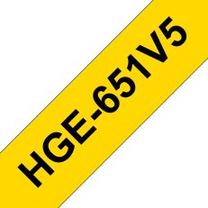 BROTHER HGE651V5, žlutá / černá , 24 mm (pro PT 9xxx) - balení 5 ks