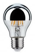 LED žárovka 7,5W E27 zrcadlový vrchlík stříbrný 230V teplá bílá PAULMANN 28375