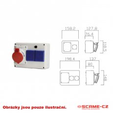 Zásuvková rozvodnice bez jištění 686 1x230V, 1x16A/4p SCAME 686.12/4