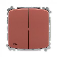 ABB Tango Přepínač dvojitý střídavý ř. 6+6 IP44 vřesová červená 3559A-A52940 R2