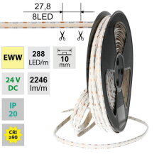 LED pásek COB EWW 288LED/m 19,2W/m DC24V 2246lm/m CRI90 IP20 10mm 50m