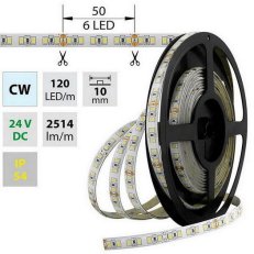 LED pásek SMD2835 CW, 120LED, 5m, 24V, 28,8 W/m MCLED ML-126.714.60.0