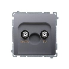 Zásuvka TV-DATA, typ F, DATA 1x vstup: 51000 MHz, Inox BMAD1.01/21