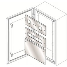 ABB Modulární panel nerez 14 MOD.+DIN lišta+sada pro uchycení185X400 (vxš)