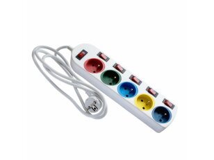 Prodlužovací kabel EPS-501,5W6-2 černý, 6x230V, 6 vypínačů, 1,5m