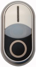 Eaton M22S-DDL-WS-X1/X0 Dvojité tlačítko, zvýšené, bílá čočka, I/O bílá/černá
