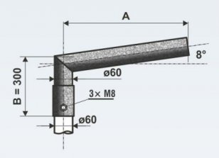 SK 4/60 - 1000 výložník sadový, lomený,