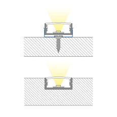 Přisazený hliníkový profil černý PF 24x10mm včetně čirého difuzoru, 1 m