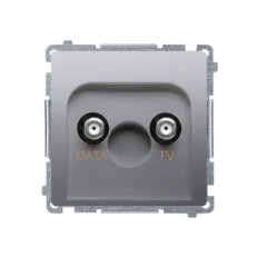 Zásuvka TV-DATA, typ F, DATA 1x vstup: 51000 MHz, stříbrná matná metalizované