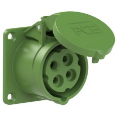 zásuvka vestavná 4P 16A/50-500V 100-300Hz 10h IP44 příruba 70x70mm přímá