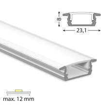 Vestavný hliníkový profil VP, 23x8 mm včetně mléčného difuzoru, 1 m