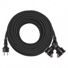 Venkovní prodlužovací kabel 20 m 2 zásuvky černý guma 230 V 1,5mm2 EMOS P0603
