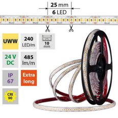 LED pásek SMD2835 UWW 240LED/m 50m, 24V, 6 W/m MCLED ML-126.036.90.2