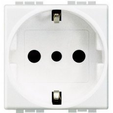 BTICINO LIVINGLIGHT ZÁSUVKA 2P+T SCHUKO S CLONKAMI 2MODULOVÝ BÍLÁ N4140