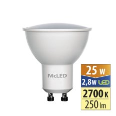 LED žárovka GU10, 2,8W, 2700K, CRI80, vyz. úhel 110°, use 360° 250lm