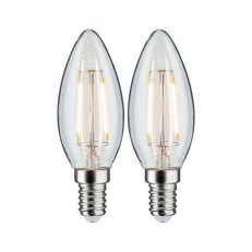 LED svíčka Filament E14 230V 2x2,7W 2700K čirá PAULMANN 28855