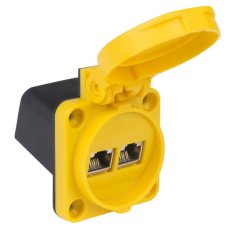 datová zásuvka 2 x RJ45 Cat 6A, kompletni, žlutá, IP 44/54 PCE 12k452-0e