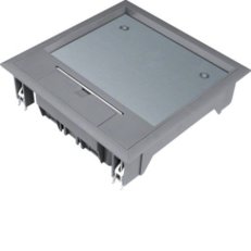 Víko podlahové krabice Q06 čtvercové pro 6 přístrojů, pro podlahy 12 mm, šedá