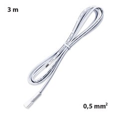 Připojovací kabel s FP konektorem (zásuvka), 3m  0,5mm2, bílý, volný konec 5mm