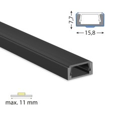 Přisazený hliníkový profil černý PG2 16x8mm černý difuz 1m MCLED ML-761.023.74.1