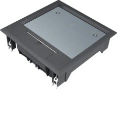 Víko podlahové krabice Q06 čtvercové pro 6 přístrojů, pro podlahy 12 mm, černá