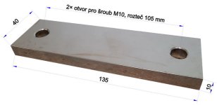 Cu pas 40x10x135 mm (pro CLA 2.1A 2.2 náhrada CLA 1.2) , ,