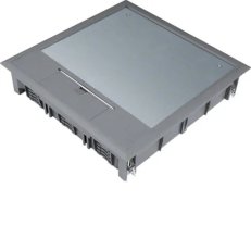 Víko podlahové krabice Q12 čtvercové pro 12 přístrojů, pro podlahy 5 mm, šedá