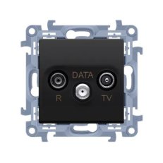 Anténní zásuvka R-TV-DATA útlum:10dB černá matná :3021 KONTAKT SIMON CAD.01/49